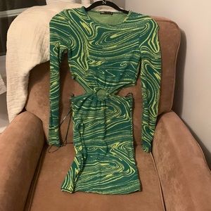Zara 70s Long Sleeve Mini Dress